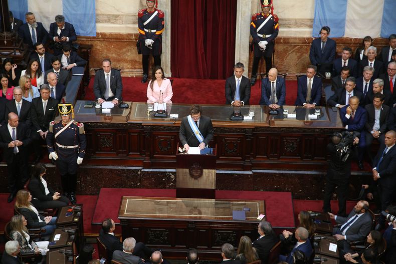 Javeri Milei habló por primera vez ante el Congreso .