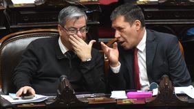 Germán Martínez y Sergio Casas, de Unión por la Patria, que se resiste a aprobar el Presupuesto de Javier Milei.&nbsp;