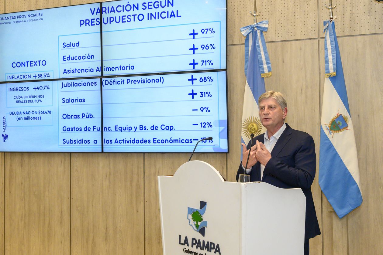 El gobernador de La Pampa Sergio Ziliotto presentó con precisiones y cuadros los nuevos montos que piensa para el Presupuesto 2024.