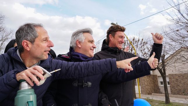 Damián Bernarte, Martín Llaryora e Ignacio García Aresca en San Francisco