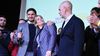 Maximiliano Pullaro junto a Scaglia y Larreta festejando el domingo a la noche, tras la victoria sobre Losada