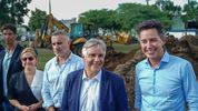 Martín Llaryora y Manuel Calvo en una de sus últimas visitas a Las Varillas, ciudad ubicada al este de Córdoba