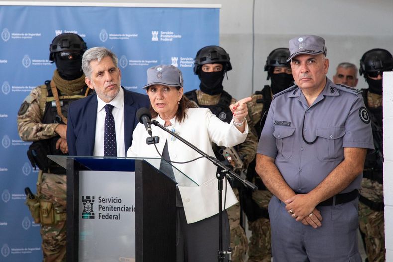Patricia Bullrich, en el acto al que faltó Maximiliano Pullaro.