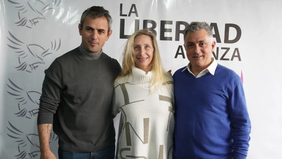 Karina Milei, Sebastián Pareja y Martín Menem.