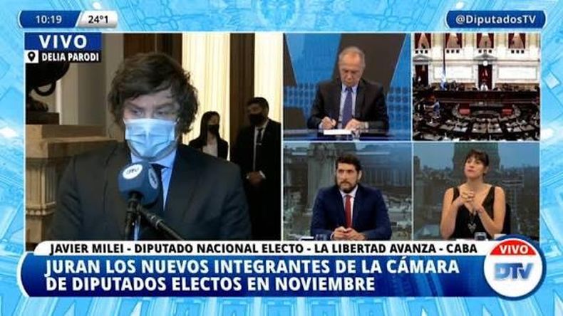 Javier Milei confirma a Diputados TV que iba un bloque separado al de José Luis Espert.