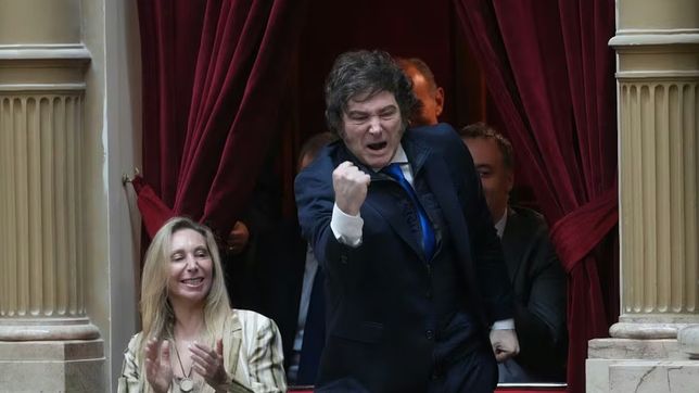 Javier Milei y Karina Milei en el Congreso.&nbsp;