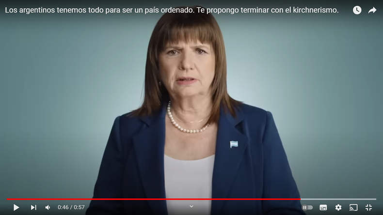 Patricia Bullrich, en su nuevo spot de campaña.