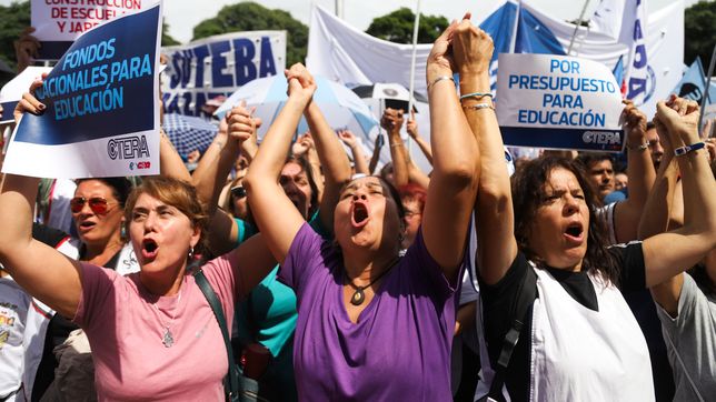 Protesta de Ctera contra el ajuste del gobierno de Javier Milei en Educación.