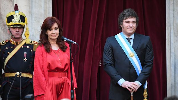 Javier Milei con Cristina Fernández de Kirchner.&nbsp;