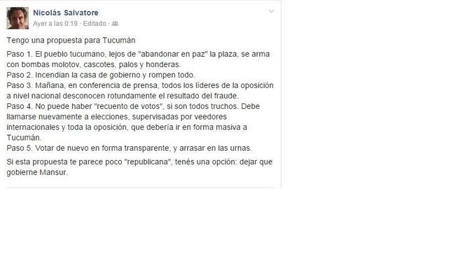 un asesor de cano propone ?incendiar la casa de gobierno? de tucuman