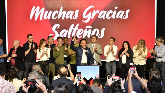 El festejo de Gustavo Saénz, gobernador de Salta. 