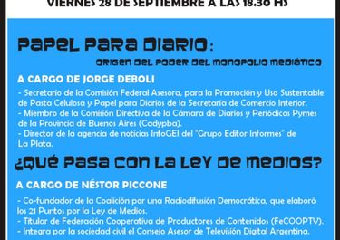 Charla sobre Papel Prensa y la Ley de Medios en La Plata