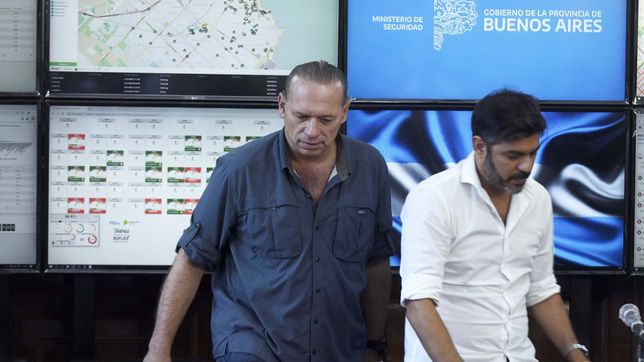 El ministro Sergio Berni y el jefe de Asesores, Carlos Bianco