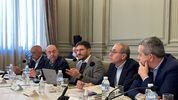 Maximiliano Pullaro en la Bolsa de Comercio de Rosario durante un encuentro protocolar a mediados de año