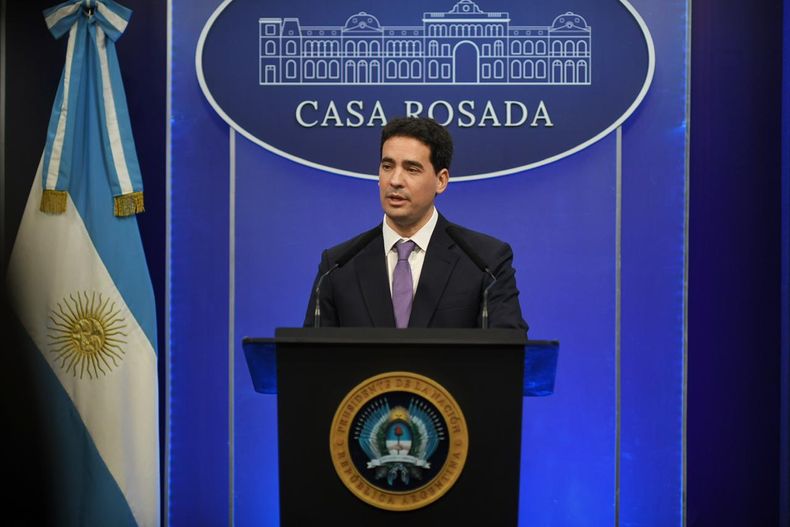Adrián Ravier en su segunda conferencia de prensa como vocero presidencial.&nbsp;