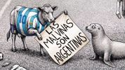 En su nuevo estatus de fan de la causa Malvinas, Javier Milei&nbsp; advirtió: es León Marino o Vaca Muerta (imagen generada con IA).