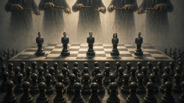 Los ciudadanos, como marionetas en una democracia vacía (imagen generada con inteligencia artificial).