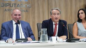 José Peluc y Nicolás Mayoraz, diputados de La Libertad Avanza. Están a cargo de la audiencia por glaciares.&nbsp;&nbsp;
