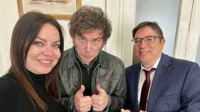 La ministra de Capital Humano Sandra Pettovello, el presidente Javier Milei y el subsecretario Alejandro Álvarez.&nbsp;