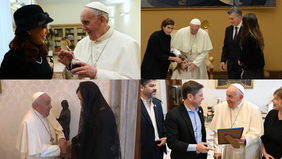 CFK, Mauricio Macri, Victoria Villarruel y Axel Kicillof con el papa Francisco.