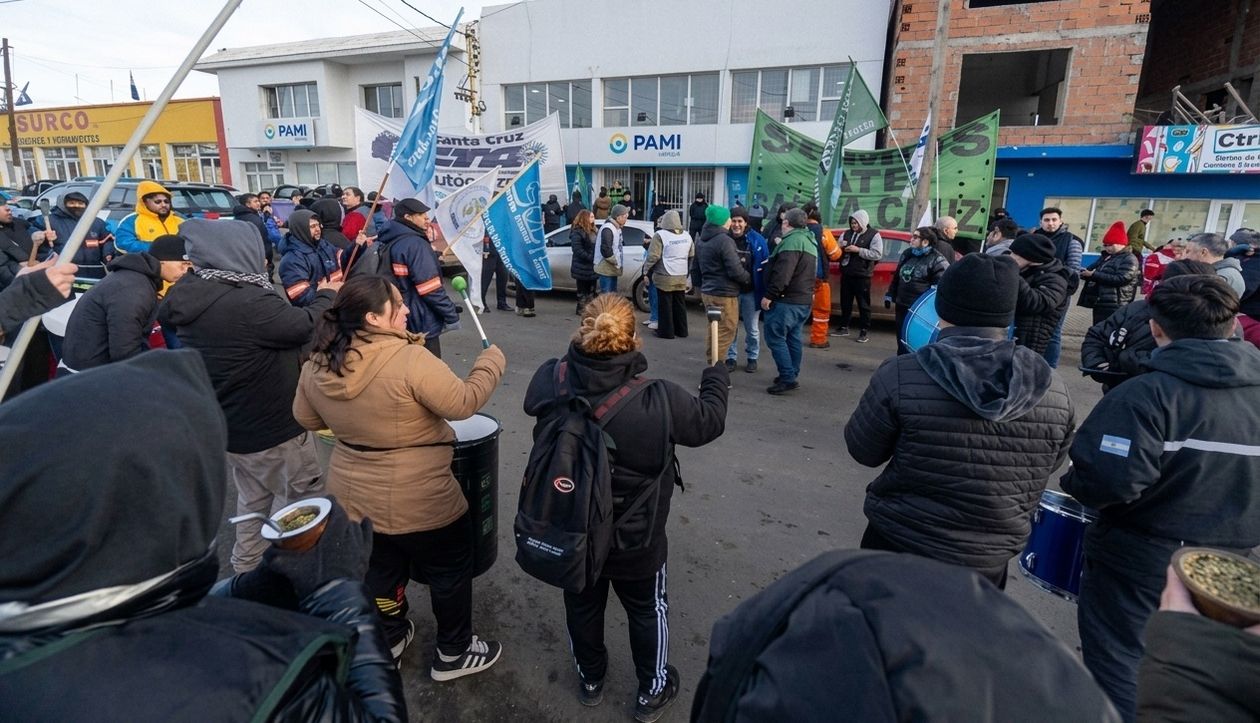 Una protesta reciente en la sede del PAMI de Río Gallegos. La obra social de jubilados cruje en la Patagonia.