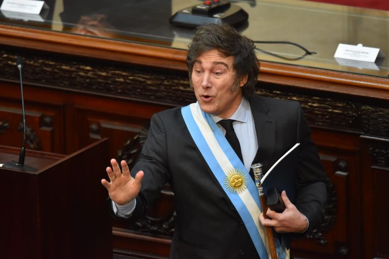 Javier Milei presenta el Presupuesto en el Congreso.