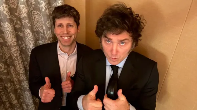 Javier Milei y Sam Altman, ceo de OpenAI.