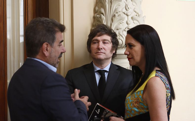 Javier Milei y Cristian Ritondo, en el Congreso.