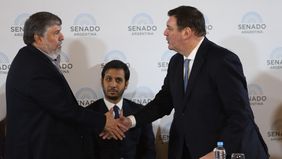 Ariel Lijo con José Mayans, durante la audiencia por su candidatura a la Corte Suprema. Ariel Lijo con José Mayans, durante la audiencia por su candidatura a la Corte Suprema.