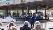 Los gobernadores&nbsp;Rogelio Frigerio&nbsp;de&nbsp;Entre Ríos,&nbsp;Maximiliano Pullaro&nbsp;de&nbsp;Santa Fe&nbsp;y&nbsp;Martín Llaryora&nbsp;de&nbsp;Córdoba&nbsp;durante un acto en el túnel subfluvial en&nbsp;Paraná.