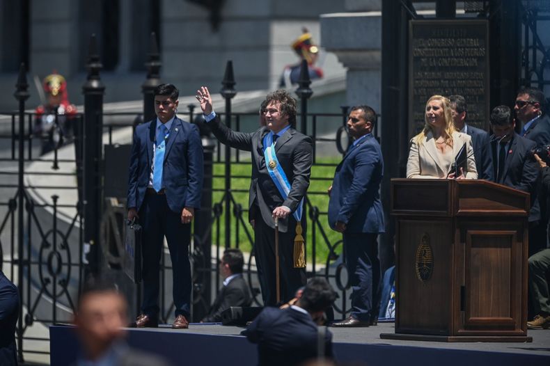 Javier Milei en su discurso de asunción (Foto: Télam)