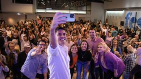 Toniolli en el último plenario del Movimiento Evita en Rosario.