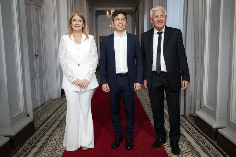 Asamblea Legislativa 2026. Axel Kicillof, Verónica Magario y el presidente de Diputados, Alejandro Dichiara