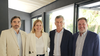 Gisela Scaglia junto a Mauricio Macri. Lucas Incicco y Germán Mastrocola, a sus costados, son dos de sus operadores.