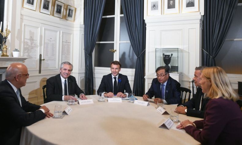 Alberto Fernández y Emmanuel Macron Alberto Fernandez Emmanuel Macron
