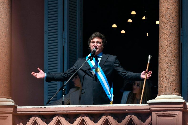 Javier Milei en la asunción presidencial