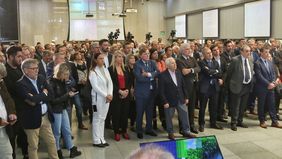 Corredores, dirigentes y otros actores del campo en el primer remate de soja del año en la Bolsa de Comercio de Rosario (BCR)