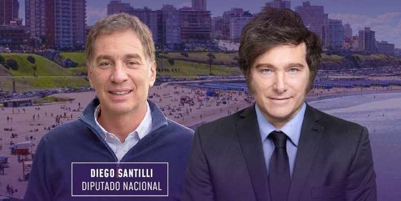 Diego Santilli con Javier Milei.