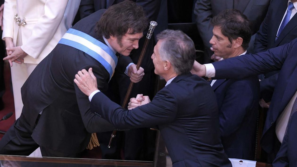 Javier Milei, Mauricio Macri y Axel Kicillof.