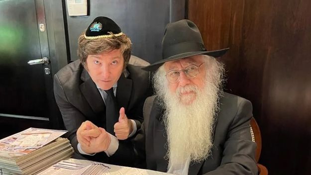 Javier Milei con el rabino David Pinto Shlita