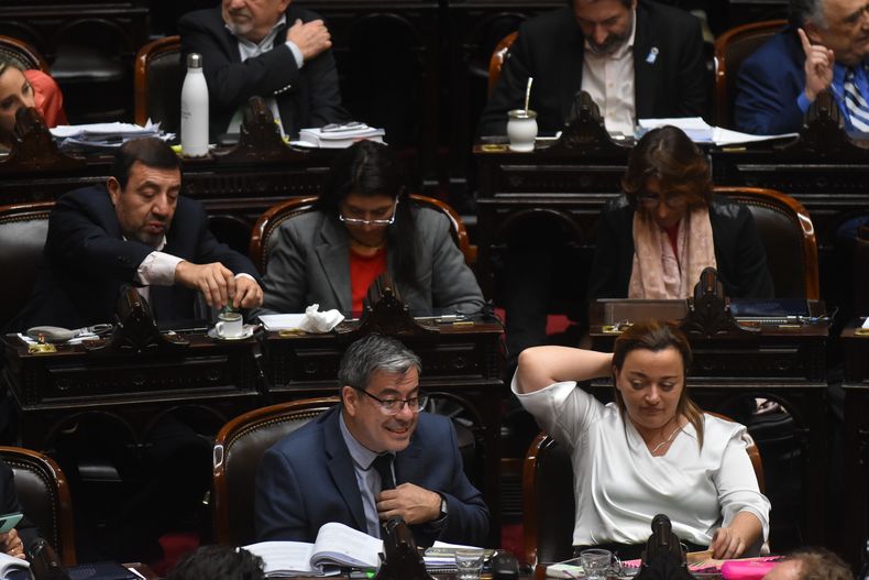 Germán Martínez y Cecilia Moreau, autoridades de Unión por la Patria.&nbsp;