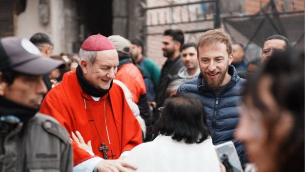 El obispo Jorge Lugones y el intendente Federico Otermin