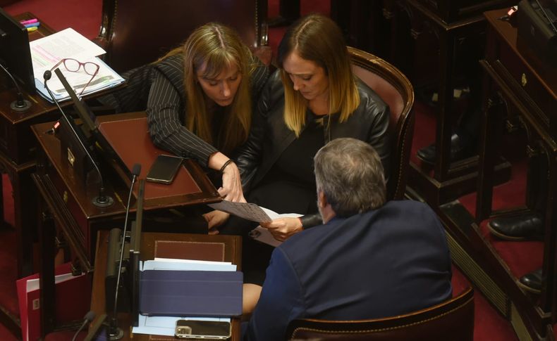Juliana Di Tullio, Anabel Fernández Sagasti y José Mayans, referentes de Unión por la Patria en el Senado.&nbsp;