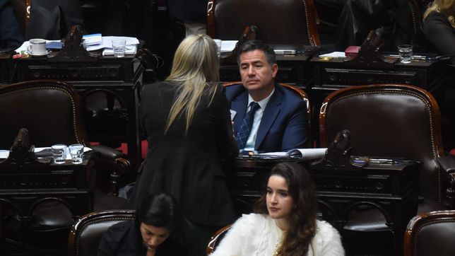 Las autoridades de La Libertad Avanza, durante la derrota con la oposición en Diputados.