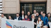 Dirigentes del Partido Libertario de Entre Ríos frente a la Justicia electoral al momento de que les parueben las adhesiones.