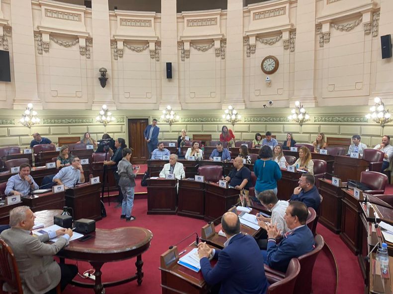 Comisión de Asuntos Constitucionales de Diputados con la presencia de varios senadores. 