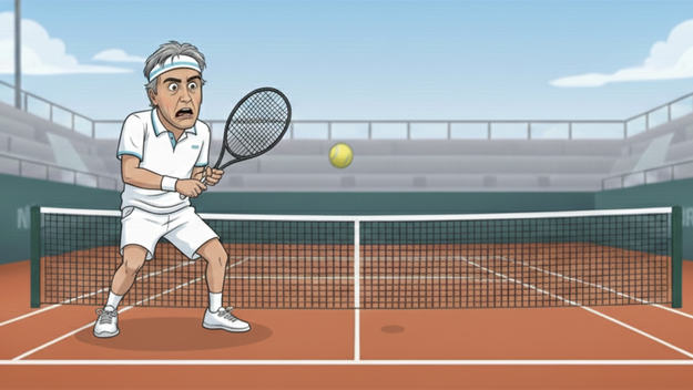 Toto Caputo, un campeón en el court. Imagen generada con inteligencia artificial (Gemini). Toto Caputo, un campeón en el court. Imagen generada con inteligencia artificial (Gemini).