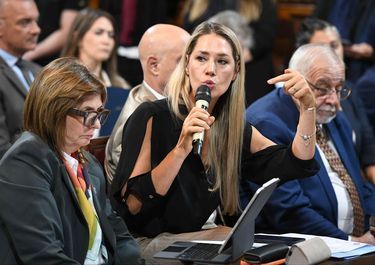 Patricia Bullrich y Carolina Losada, en el Senado.&nbsp;