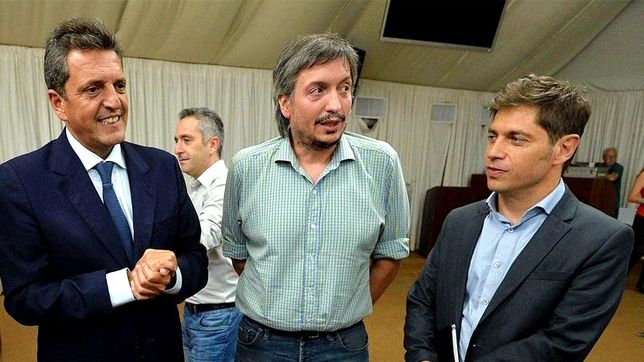 Sergio Massa, Máximo Kirchner y Axel Kicillof, 