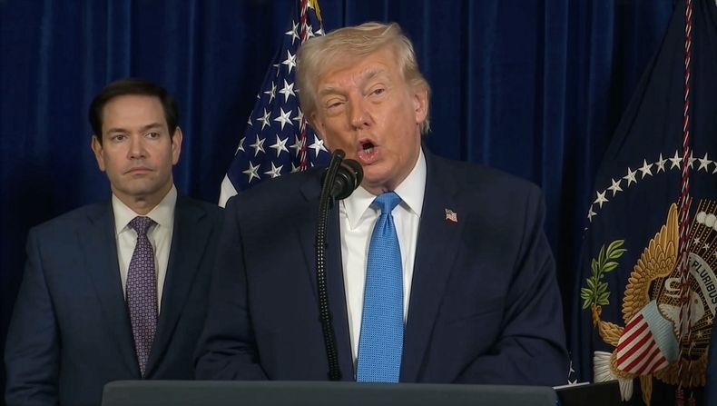 Donald Trump en conferencia de prensa tras el ataque a Venezuela